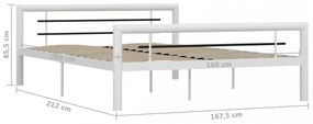 fehér és fekete fém ágykeret 160 x 200 cm