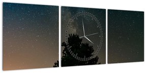 Egy éjszakai égbolt fákkal képe (órával) (90x30 cm)