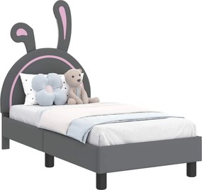 vidaXL Gyerekágy keret fejtámlával Világosszürke 70 x 140 cm PU