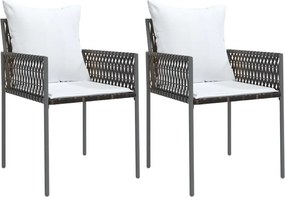 vidaXL 2 db barna polyrattan kerti szék párnával 54 x 61 x 83 cm