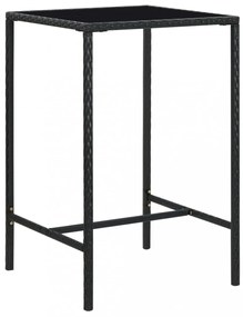 fekete polyrattan és üveg kerti bárasztal 70 x 70 x 110 cm