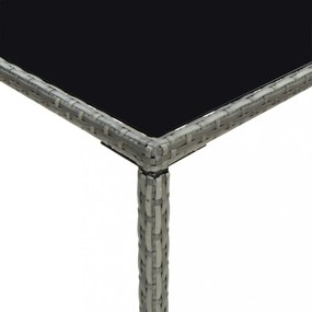 szürke polyrattan és üveg kerti bárasztal 70 x 70 x 110 cm