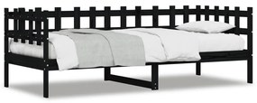 fekete tömör fenyőfa kanapéágy 80 x 200 cm