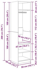 Ruhásszekrény polcokkal tárolóval kézműves tölgy Faanyag