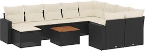 vidaXL 11 részes fekete polyrattan kerti ülőgarnitúra párnákkal
