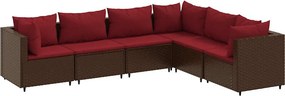vidaXL 6 részes barna polyrattan kerti ülőgarnitúra párnákkal