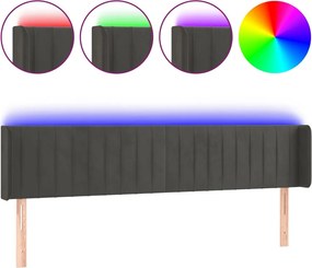 vidaXL sötétszürke bársony LED-es fejtámla 203 x 16 x 78/88 cm