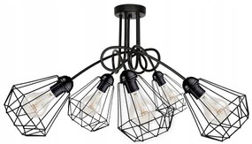 KÉSZLETKISÖPRÉS! Glimex Diamond drót búrás fix mennyezeti lámpa fekete 5x E27