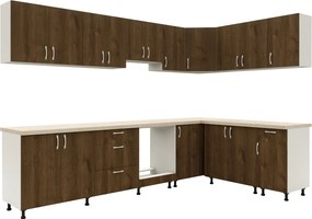 Benita 3 fiókos Alsó konyhaszekrény Bronz Tölgy-Fehér 60x50x80 cm N