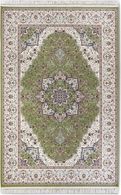 Hagyományos szőnyeg nappaliba 190x285,klasszikus zöld-krém rojtokkal