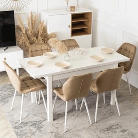 Bővíthető Étkezőasztal Fehér Színben. SKUBI 120-160 cm