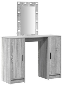 LED-es sminktükör Szürke Sonoma 102x33x135 cm