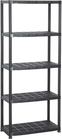 vidaXL fekete műanyag 5 szintes tárolópolc 71 x 38 x 170 cm