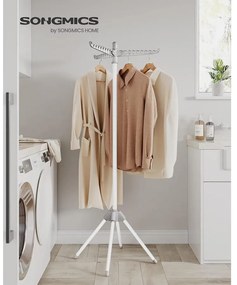 Ruhaszárító állvány, 3 forgatható karral vállfák számára 150 cm magas, szürke és fehér színben