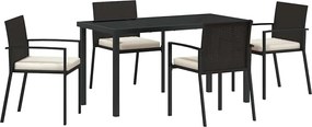vidaXL Kert étkező szett 5 pcs Fekete Porszórt acél