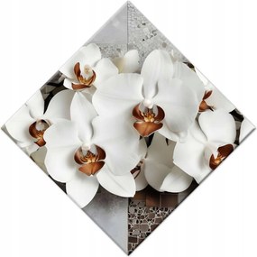 Vászonkép 56x56 Fehér orchideák és mozaik