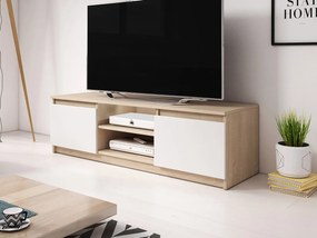 TV szekrény Zekazo (szonoma tölgy + fehér) (fehér LED világítás). 1106285