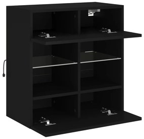 fekete falra szerelhető TV-szekrény LED-lámpákkal 58,5x30x60,5