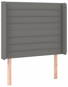 sötétszürke szövet fejtámla szárnyakkal 83x16x118/128 cm