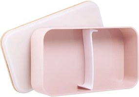 SNACK PACK uzsonnás doboz bambusz fedéllel, rózsaszín 18,5 x 10,5cm