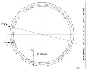 Viva AURA fürdőszoba tükör - érintőkapcsoló - páramenetesítővel - órával - LED - KEREK - átmérő 60cm