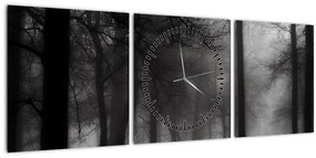 Kép - erdő a ködben (órával) (90x30 cm)