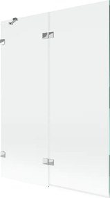 Mexen Lunar 2-szárnyú bal fürdőszobai paraván, 130 x 150 cm, átlátszó, króm - 897-130-100-01-00-L