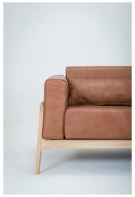 Fawn konyakbarna kanapé bivalybőrből, tömör tölgyfa szerkezettel, 180 cm - Gazzda