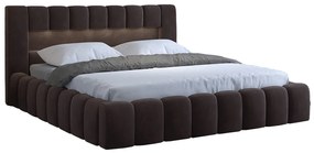 Franciaágy 160 cm Luxa (sötétbarna) (ágyráccsal, tárolóhellyel, LED-világítással). Akció -17%. 1041561