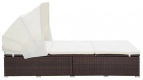 kétszemélyes barna polyrattan napozóágy párnával