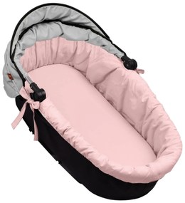 Pamut babakocsi/habszivacs matracos kosárbélés, Baby Nellys, púderrózsaszín