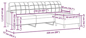 3 személyes bordó szövet kanapé lábtartóval 210 cm