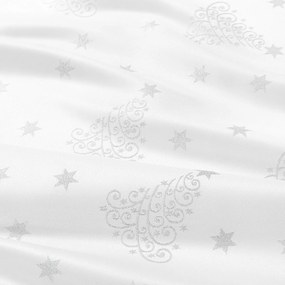 Goldea karácsonyi teflon szövet terítőknek - ezüstszínű karácsonyfák és csillagok 160 cm