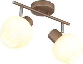 Globo 54662-2 Fali lámpa, fém matt kávébarna, krómozott fém, fehér üveg, forgatható/dönthető, HxSzxM: 300x125x175mm, 2x E27 40W 230V izzók nélkül