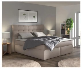 Boxspring ágy SOFIA 180x200 cm bézs matraccal és topperrel