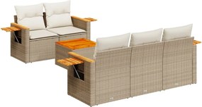 vidaXL 6 részes bézs polyrattan kerti ülőgarnitúra párnával