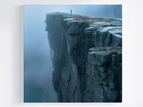 Vászonkép Canvas Szikla Fjord Norvégia Köd Hegyek Tájkép 40x40