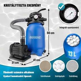 AQUA homokszűrő medencéhez szűrőgolyókkal, 5 000 l/h, kék Monzana