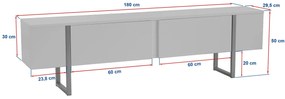 TV szekrény Serenity - Grey, Fekete