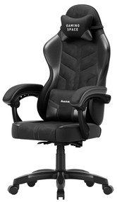 Gamer szék, forgó, ergonómikus, fekete