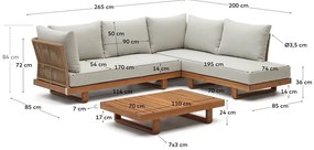 Krémszínű-natúr színű akácfa ötszemélyes kerti lounge szett Raco – Kave Home