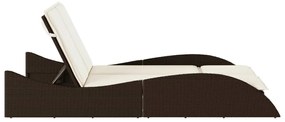 Barna polyrattan napozóágy párnákkal 114x205x73 cm