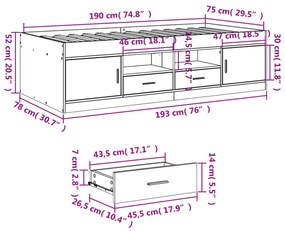 fekete kanapéágy fiókkal matrac nélkül 75x190 cm
