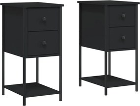 vidaXL 2 db fekete szerelt fa éjjeliszekrény 32x42x70 cm