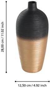 Eglo 421423 - Kerámia váza SARYKSU 28x12,5 cm fekete/arany