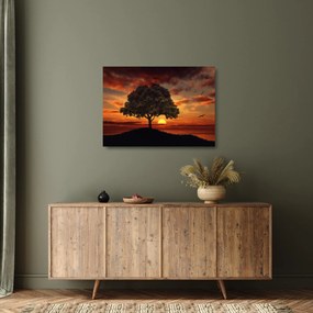 Fa képe naplementével (üvegen) (70x50 cm)