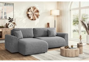 Szürke kinyitható sarokkanapé (variálható) Lorine – Ropez
