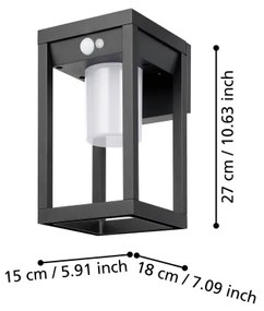 Eglo 900804 - LED napelemes fali lámpa MARTANO 3,7W/3,7V IP44 érzékelővel