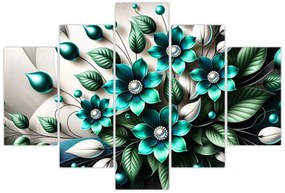 Kép - 3D türkiz virágok (150x105 cm)
