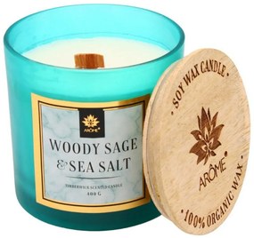 Arome Szójaviasz Woody Sage and Salt 400 g fakanóccal és fedéllel